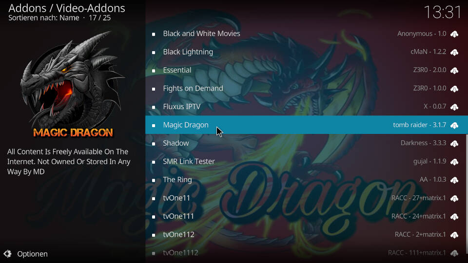 Magic Dragon Kodi Addon installieren - Schritt 7