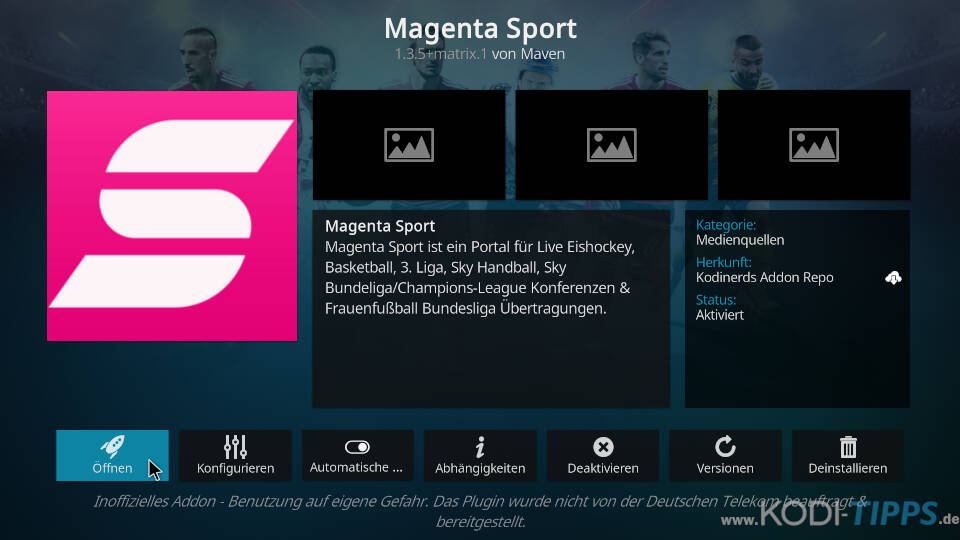Magenta Sport Kodi Addon installieren - Schritt 5