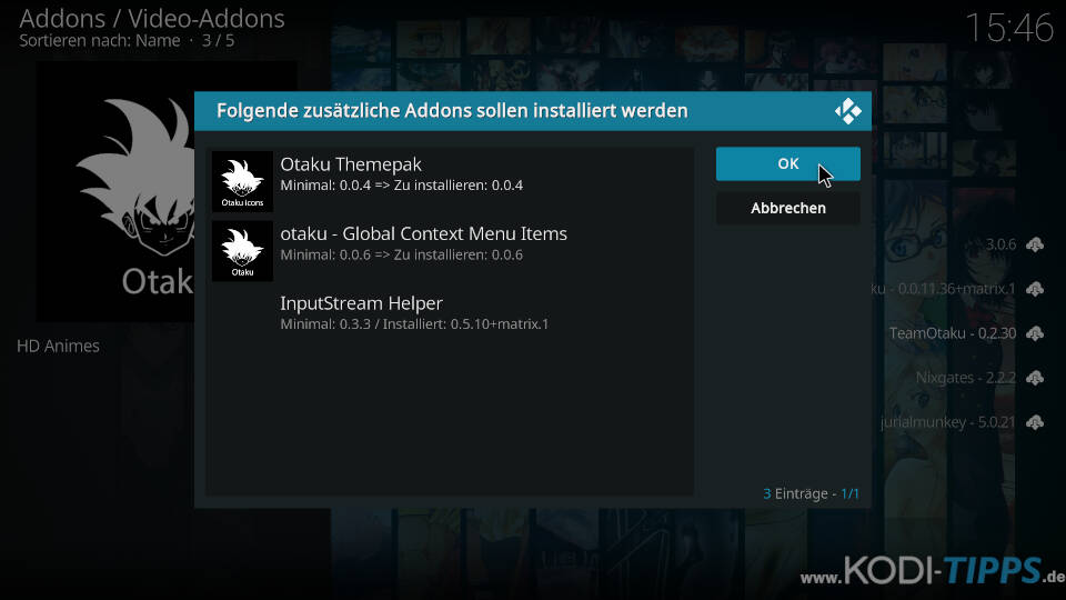 Otaku Kodi Addon installieren - Schritt 9