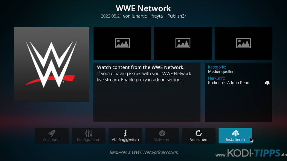WWE Network Kodi Addon installieren - Schritt 3