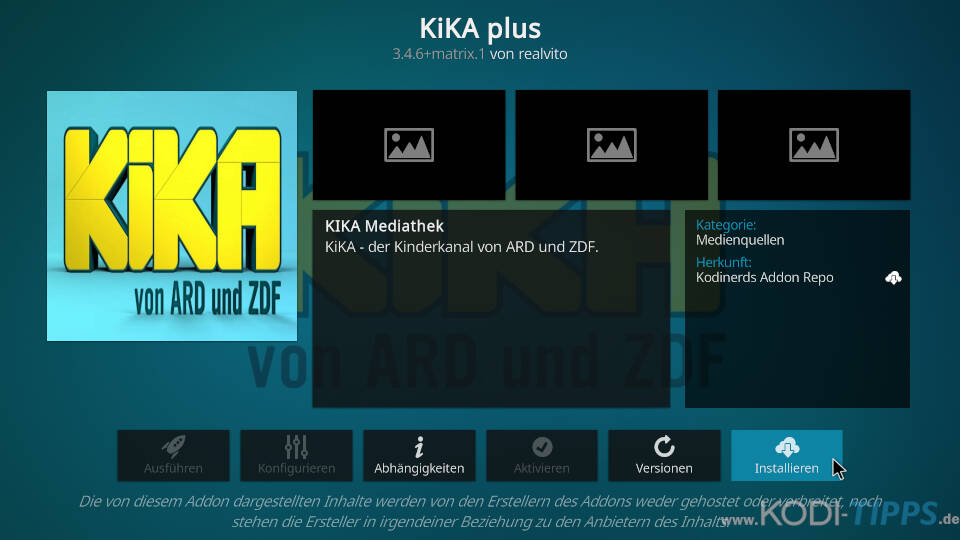 KiKA Mediathek Kodi Addon installieren (KiKA Plus) - Schritt 3