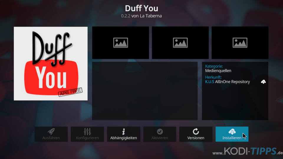 Duff You Kodi Addon installieren - Schritt 3