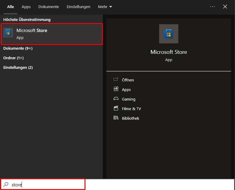 Kodi aus dem Microsoft Store installieren (Windows App) - Schritt 1