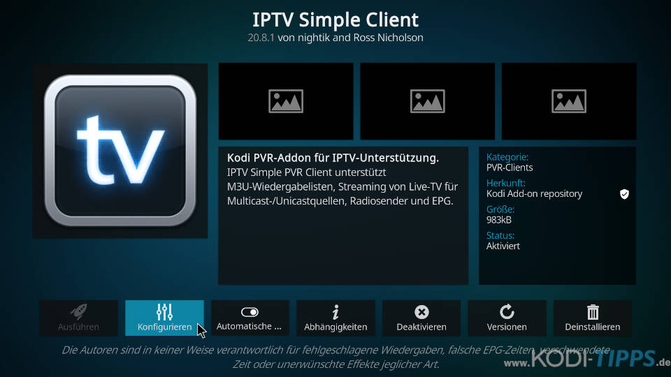 Kodi IPTV einrichten - Senderquelle hinzufügen (m3u-Datei) - Schritt 1