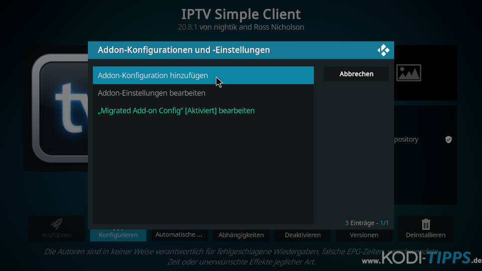 Kodi IPTV einrichten - Senderquelle hinzufügen (m3u-Datei) - Schritt 2