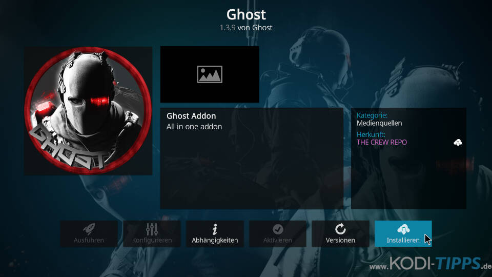 Ghost Kodi Addon installieren - Schritt 8