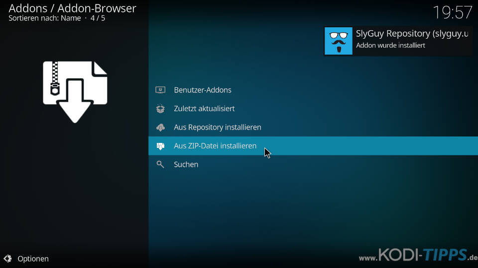 Pluto TV Kodi Addon aus SlyGuy Repsitory installieren - Schritt 3