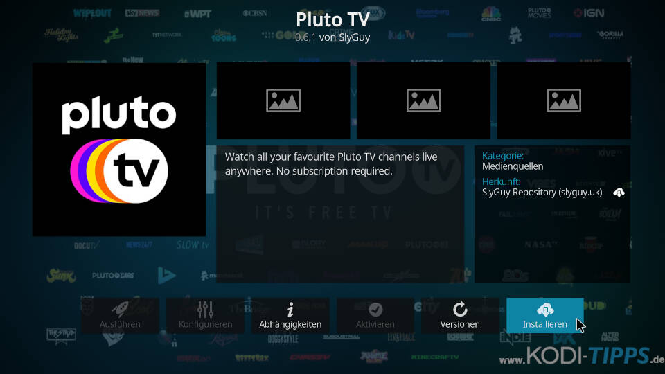 Pluto TV Kodi Addon aus SlyGuy Repsitory installieren - Schritt 8