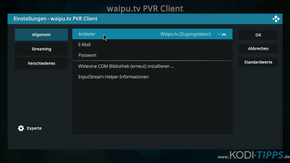 Waipu.tv PVR Client für Kodi installieren - Schritt 7