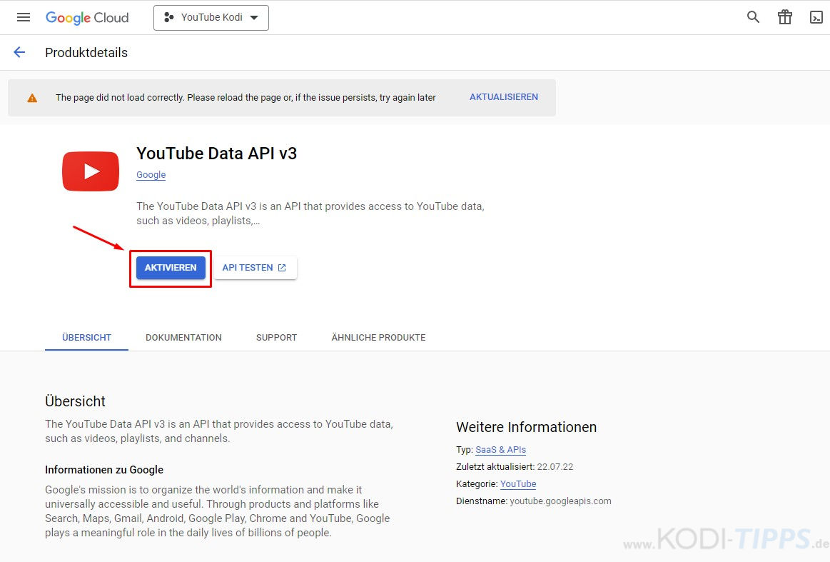 Schritt für Schritt: YouTube API Key erstellen - Schritt 6
