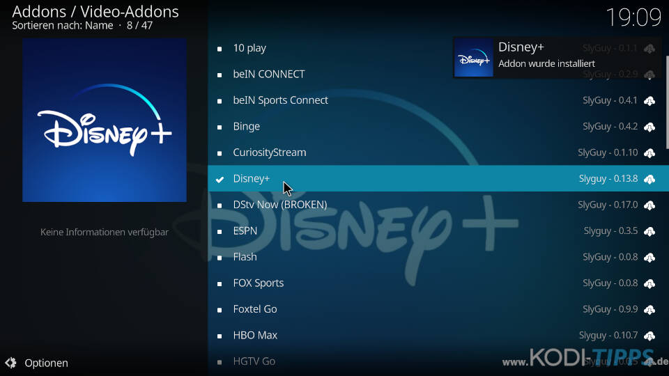 Disney+ Kodi Addon installieren - Schritt 10