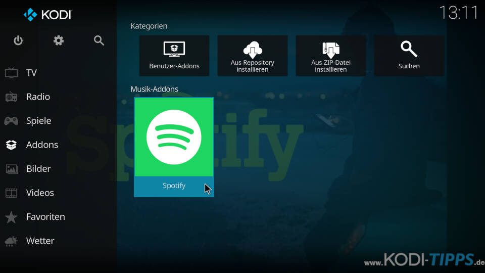 Spotify Kodi Addon installieren - Schritt 10