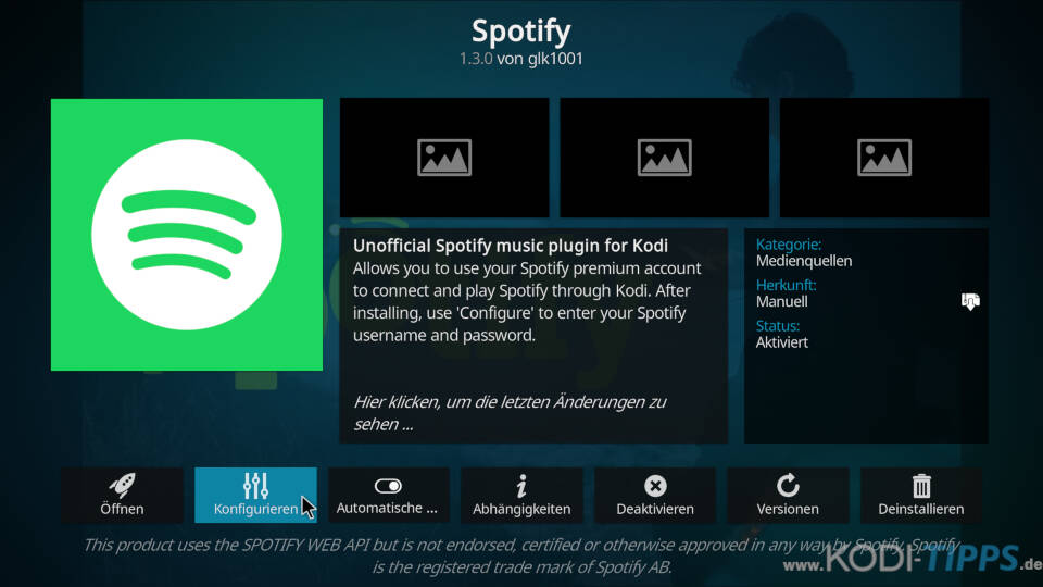 Spotify Kodi Addon installieren - Schritt 7