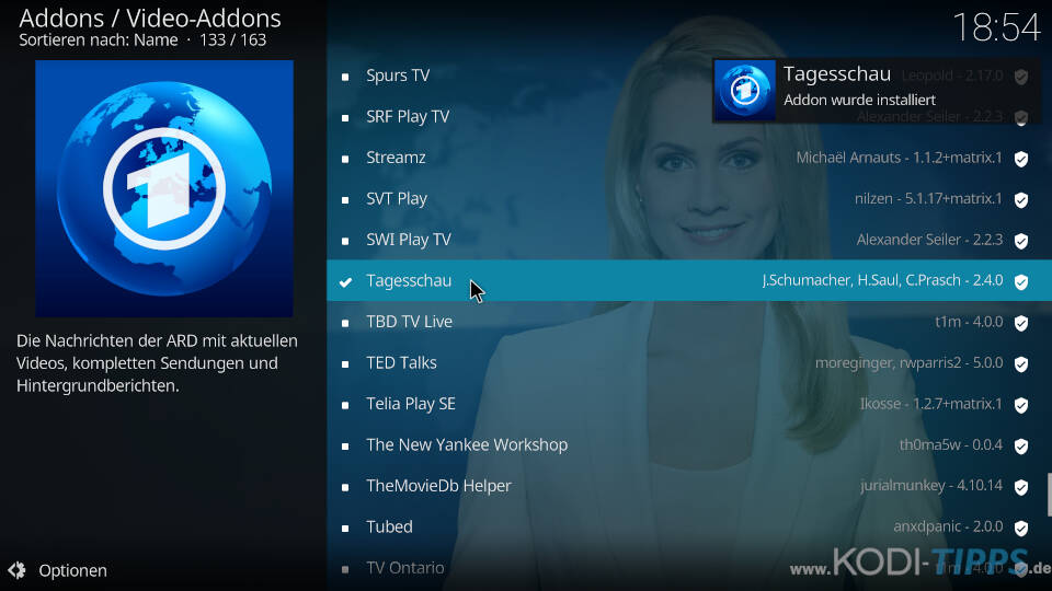 Tagesschau Kodi Addon installieren - Schritt 4