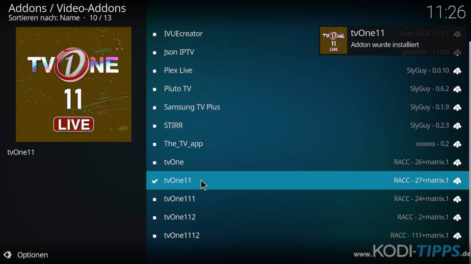 TVOne11 Kodi Addon installieren - Schritt 3