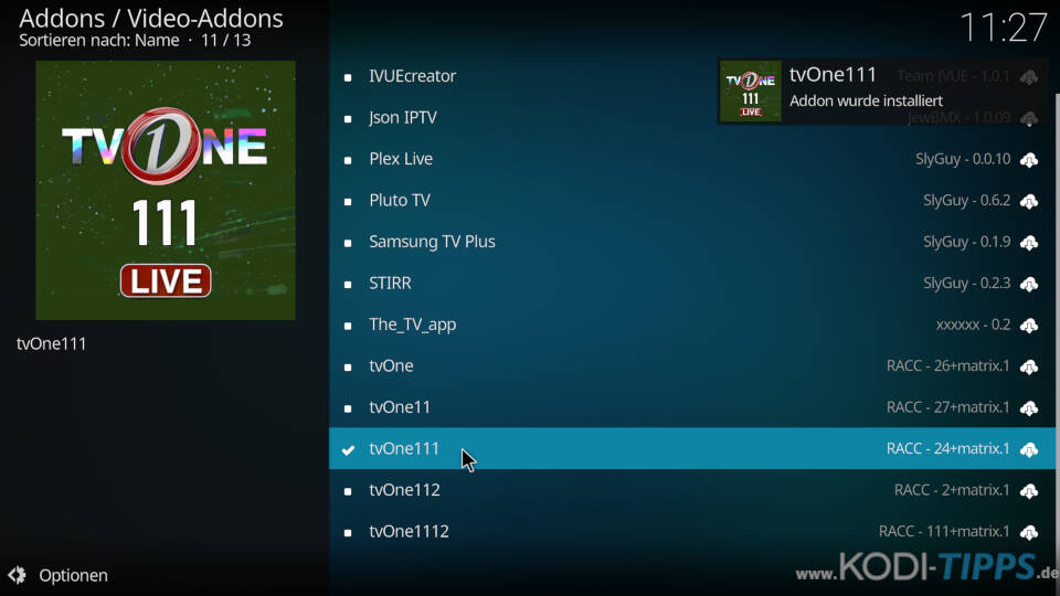 TVOne111 Kodi Addon installieren - Schritt 3