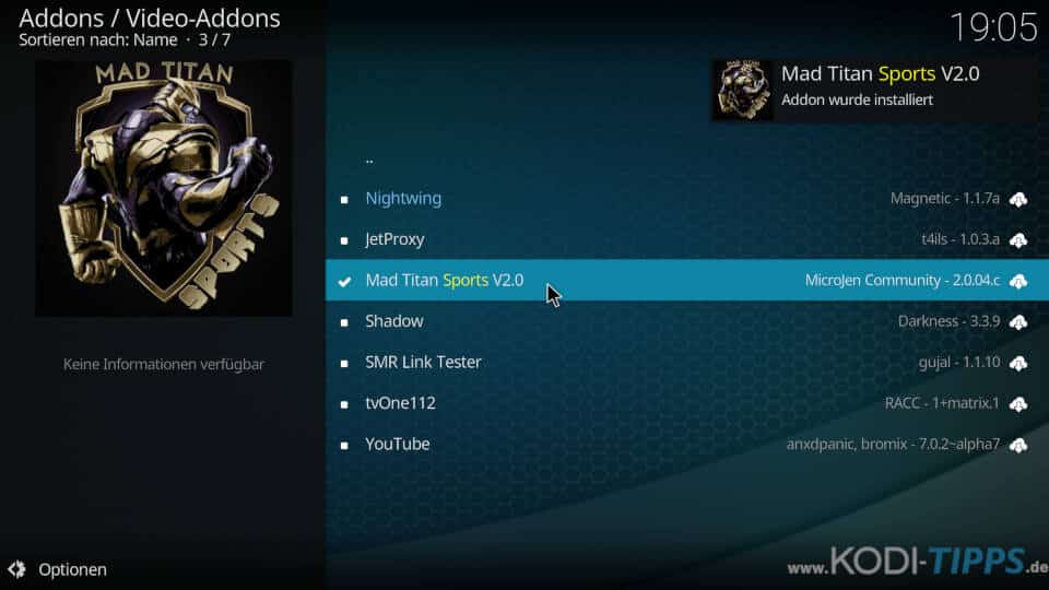 Mad Titan Sports Kodi Addon installieren - Schritt 10