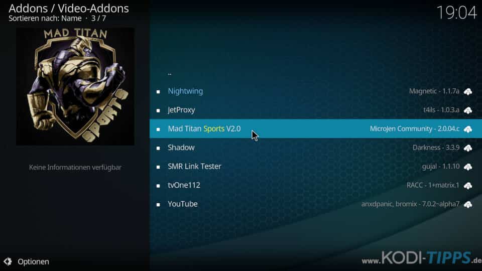Mad Titan Sports Kodi Addon installieren - Schritt 7