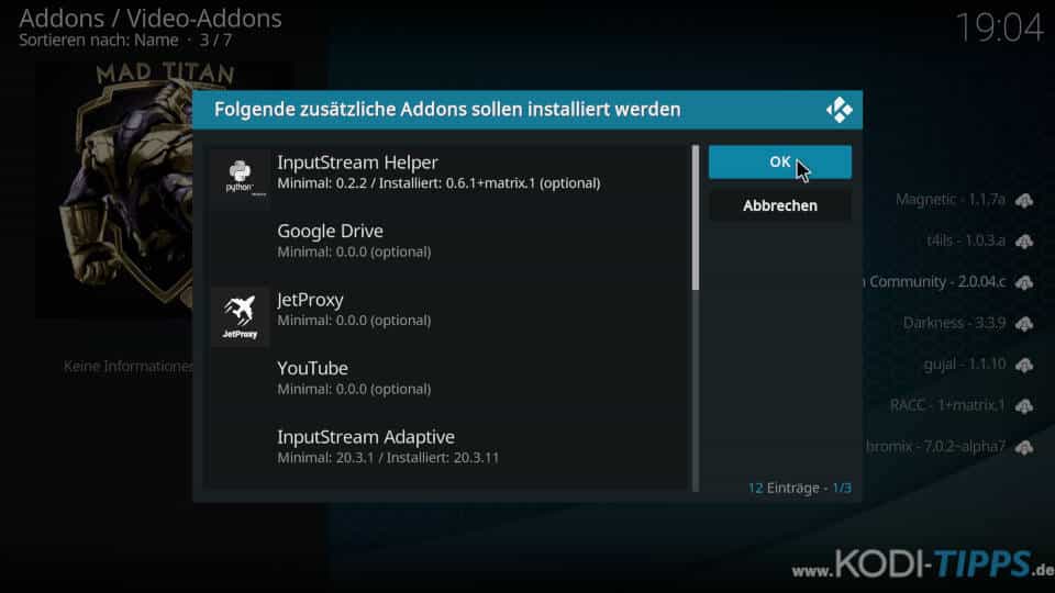 Mad Titan Sports Kodi Addon installieren - Schritt 9