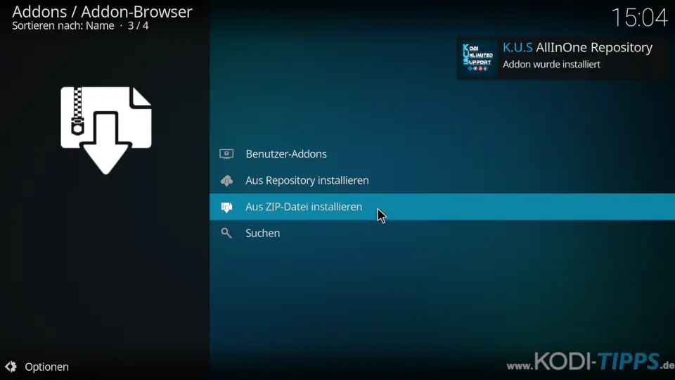 KUS All in One Repository für Kodi installieren - 3