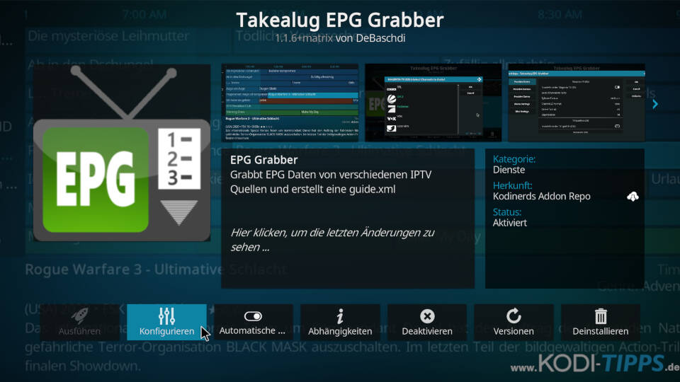 Takealug EPG Grabber - EPG automatisch aktualisieren - Schritt 1