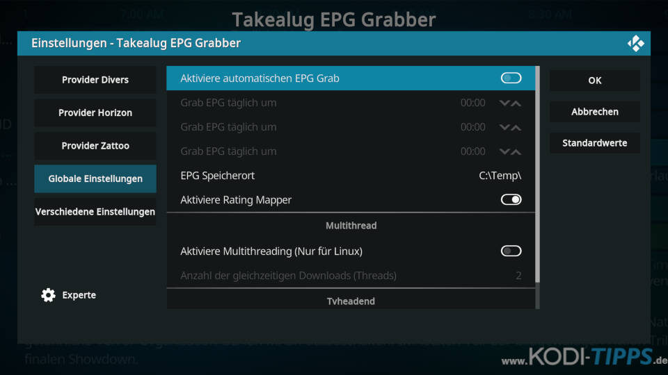 Takealug EPG Grabber - EPG automatisch aktualisieren - Schritt 2