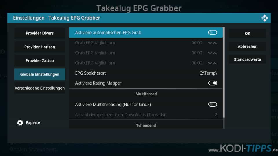 Takealug EPG Grabber - EPG automatisch aktualisieren - Schritt 2