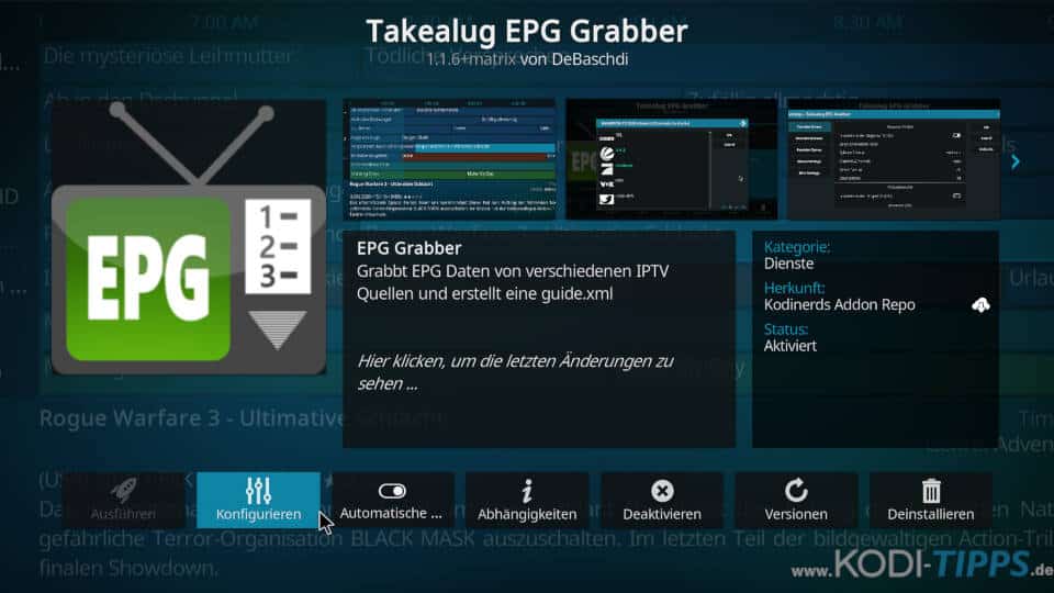 Takealug EPG Grabber einrichten - Schritt 1