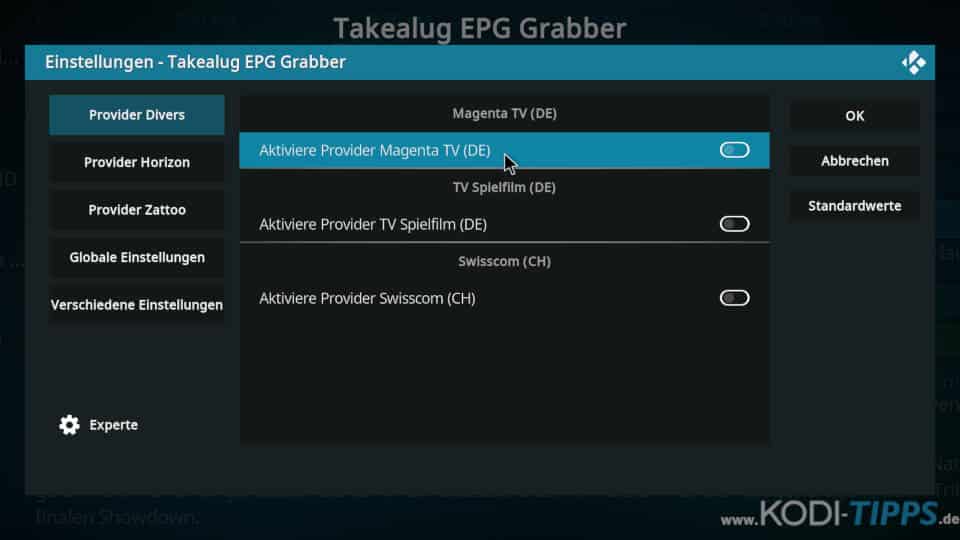 Takealug EPG Grabber einrichten - Schritt 4