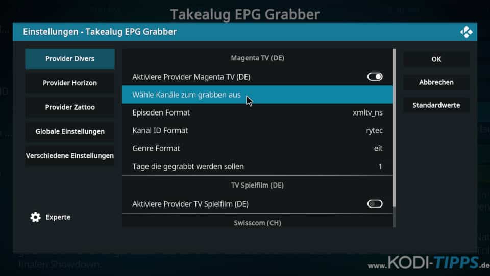 Takealug EPG Grabber einrichten - Schritt 5