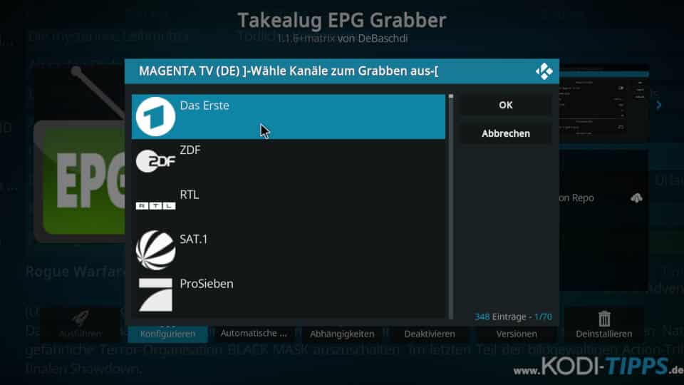 Takealug EPG Grabber einrichten - Schritt 6
