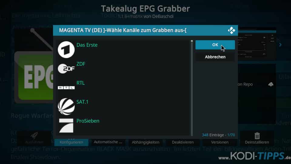 Takealug EPG Grabber einrichten - Schritt 7