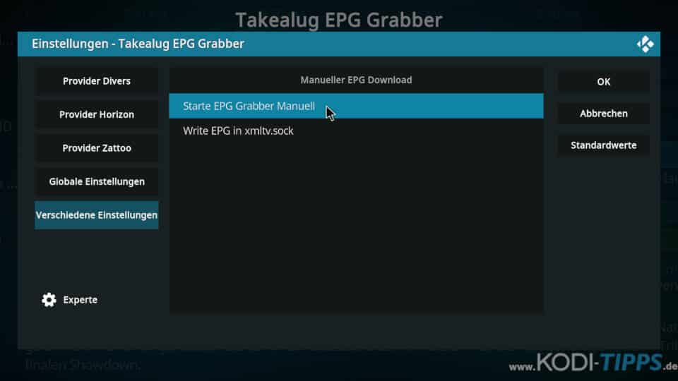 Takealug EPG Grabber einrichten - Schritt 9