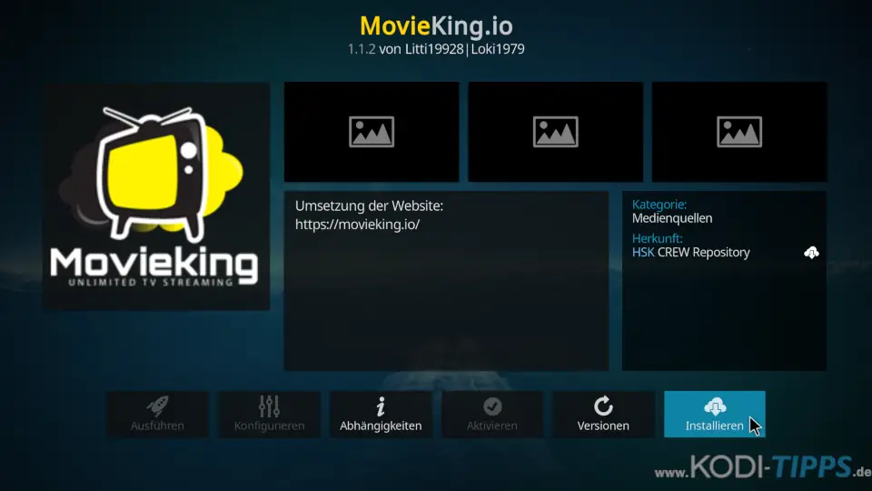 MovieKing Kodi Addon installieren - Schritt 3