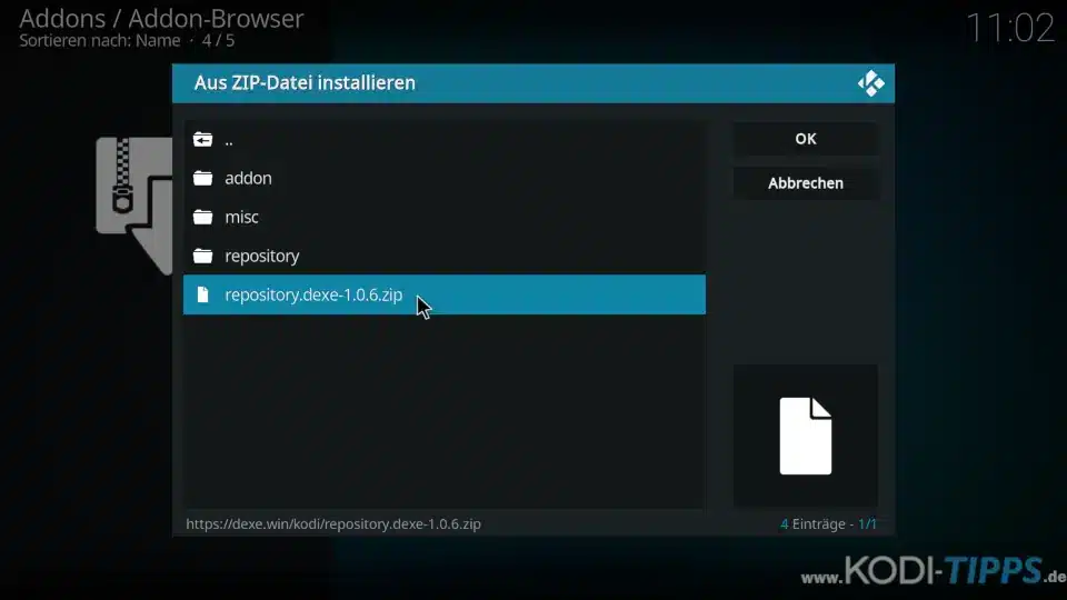 TheTVApp Kodi Addon installieren - Schritt 2