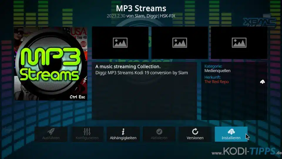 MP3 Streams Kodi Addon installieren - Schritt 8