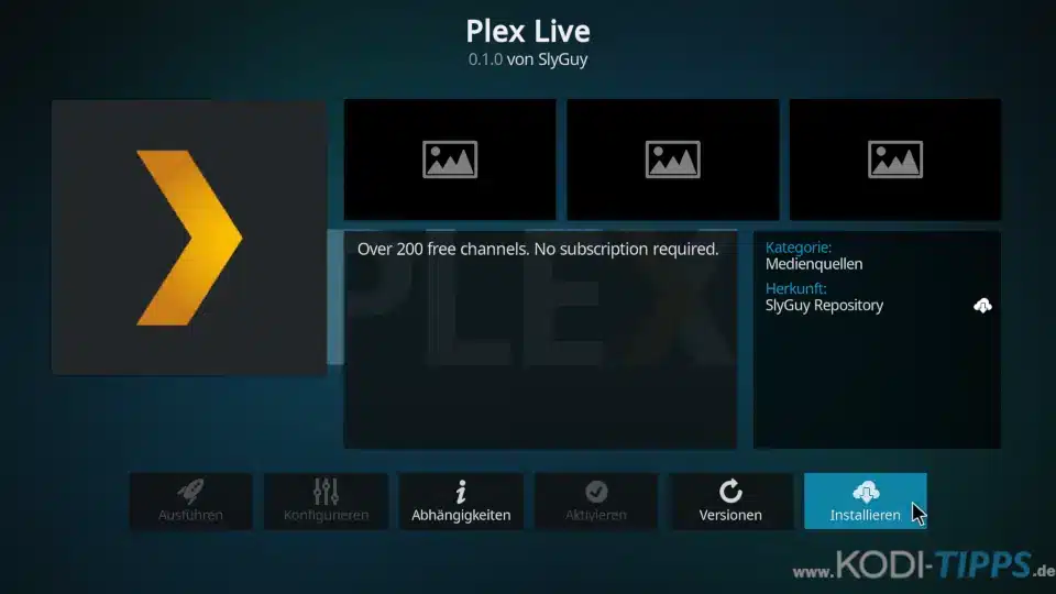 Plex Live Kodi Addon installieren - Schritt 8