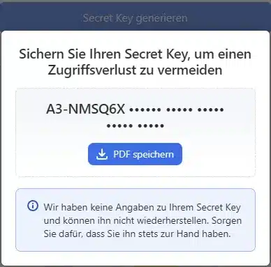 1Password Secret Key / Geheimschlüssel
